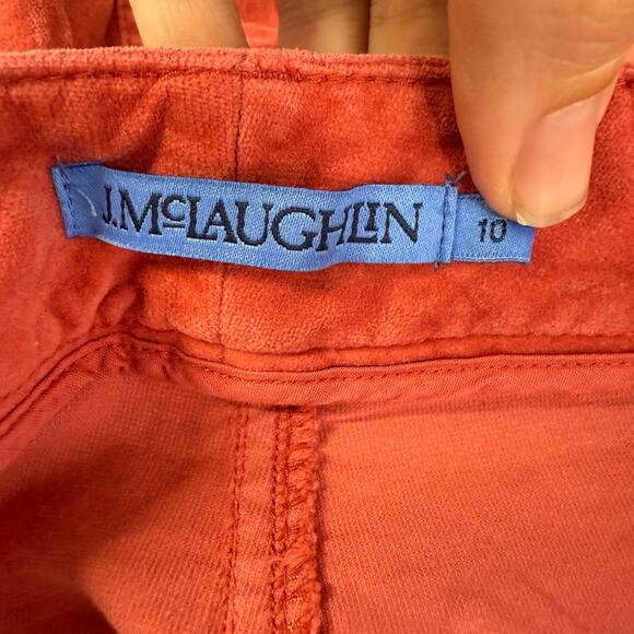 j.Mclaughlin Straight Leg Coral Red Velour Pants Size 10 Stretch - Picture 4 of 5